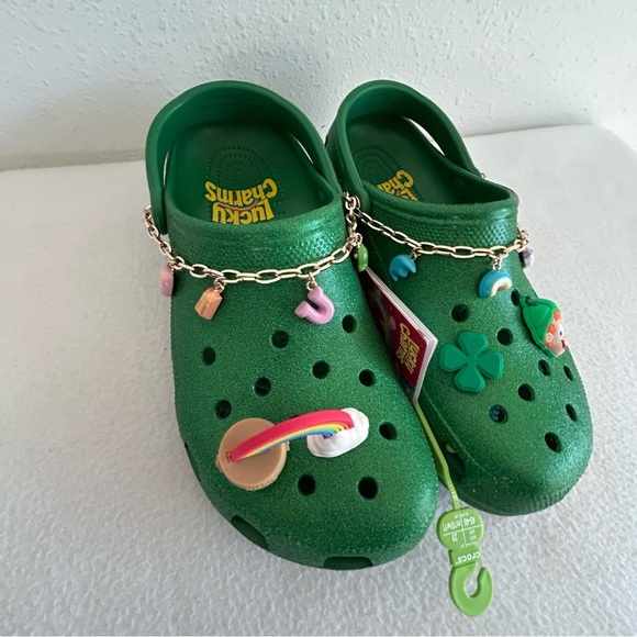 CROCS Lucky Charms Green Men\'s Size 11 Lots of Jibbitz AND Charms NEW main image 8
